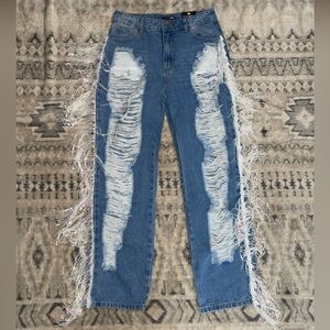 Fashion nova fringe straight jean